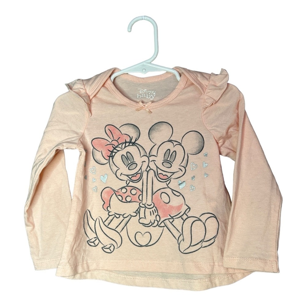 Disney Baby Mickey Minnie Pink Ruffle Shirt 24M Long Sleeve Unisex NWT - Picture 1 of 7